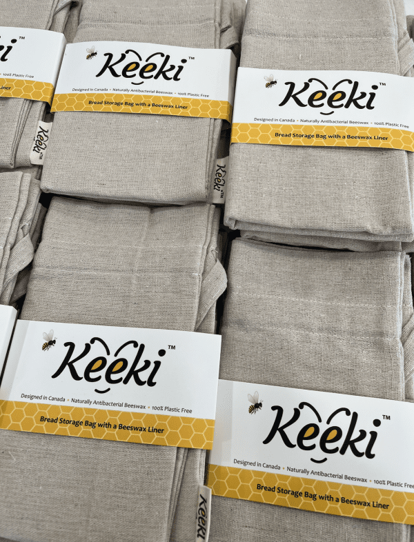 natural cloth bread bag made by keeki co infused with beeswax antibacterial reusable sealable breatheable 4