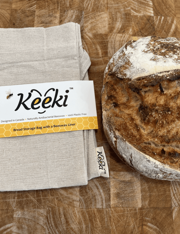 natural cloth bread bag made by keeki co infused with beeswax antibacterial reusable sealable breatheable