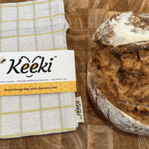 yellow cloth bread bag made by keeki co infused with beeswax antibacterial reusable sealable breatheable