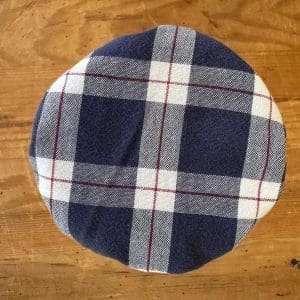 buy blue plaid sourdough starter jar cover online in canada handmade with reclaimed repurposed recycled reused vintage fabric cloth linens
