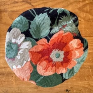 buy floral sourdough starter jar cover online in canada handmade with reclaimed repurposed recycled reused vintage fabric cloth linens