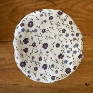 buy minimal floral sourdough starter jar cover online in canada handmade with reclaimed repurposed recycled reused vintage fabric cloth linens