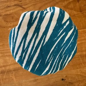 buy retro blue sourdough starter jar cover online in canada handmade with reclaimed repurposed recycled reused vintage fabric cloth linens